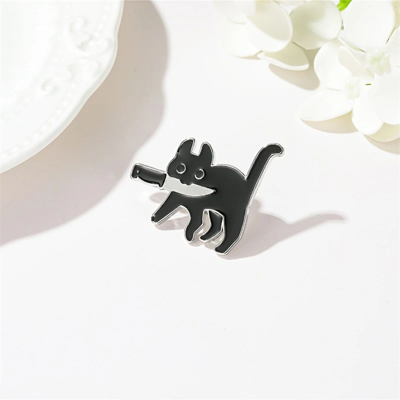 Cartoon Creative Black Cat Modeling Pop-Enamel Pin Lapel Badges Brooch Funny Fashion Jewelry for Women Men Gift