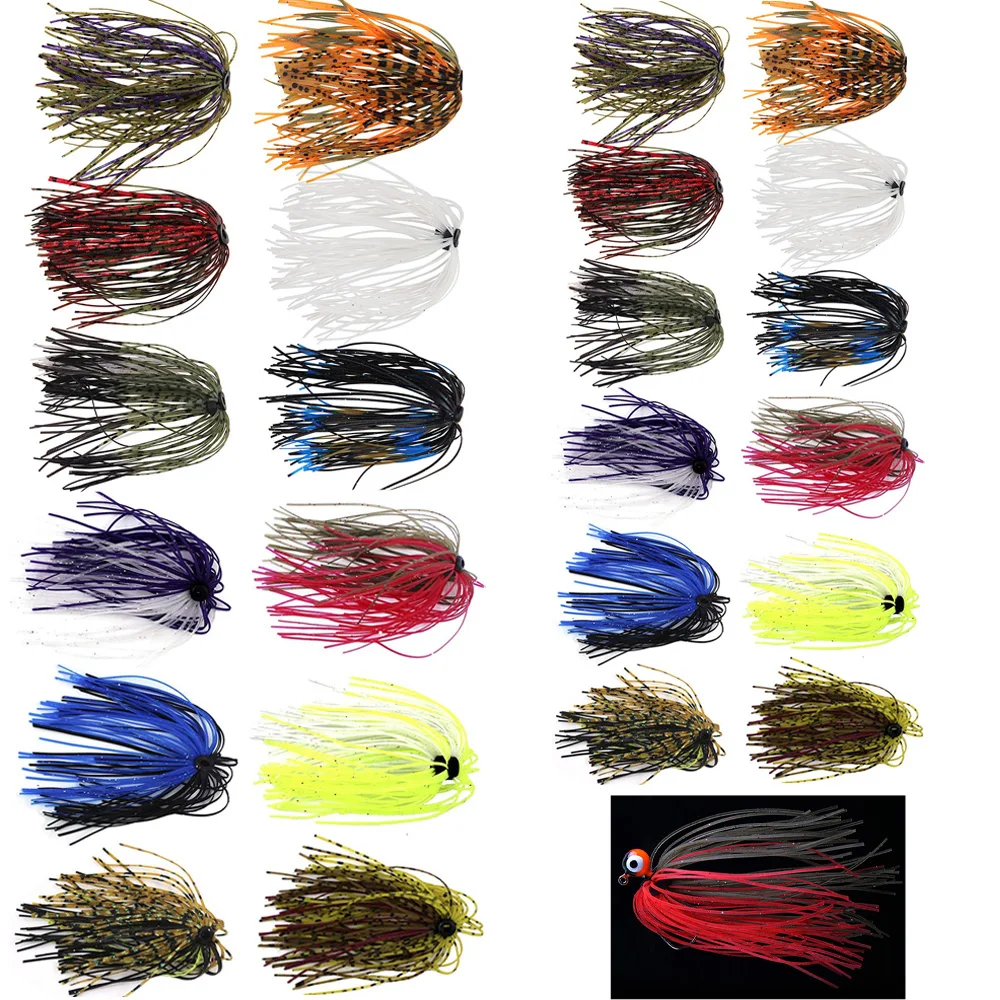 24/48Pcs Silicone Jig Skirts lure for Spinnerbaits Buzzbaits DIY Rubber Artificial bait 50 Strands Lure Fishing Accessories