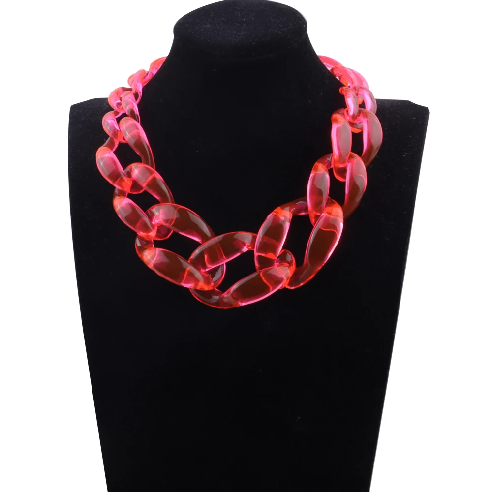 FishSheep Transparent Acrylic Chunky Choker Necklace For Women Resin Big Collar Long Pendant Necklaces 2023 Y2k Accessories