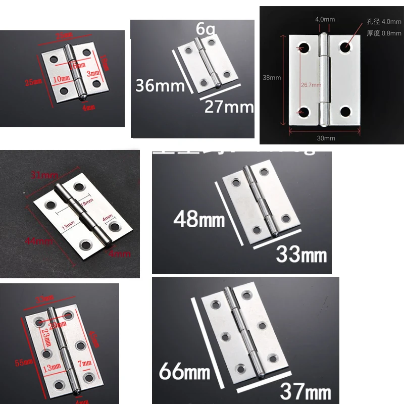 5Pcs 1/1.5/2/2.5/3 Inch Mini Flat Hinge Stainless Steel Cabinet Doors Windows Hinge Wooden Box DIY