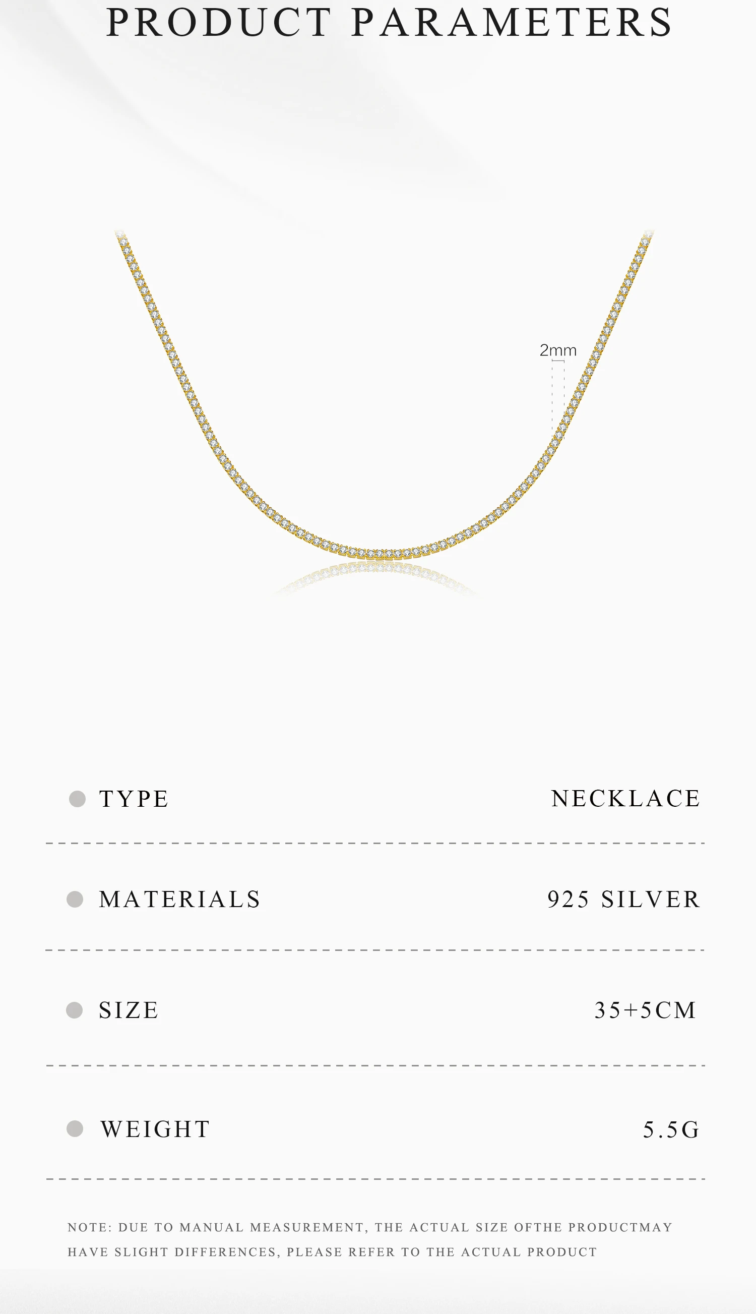 ANDYWEN 925 Sterling Silver 1.5mm Tennis Zircon Charm Long Chain Necklace Rock Punk Fashion Fine Jewelry Gift Wedding Party