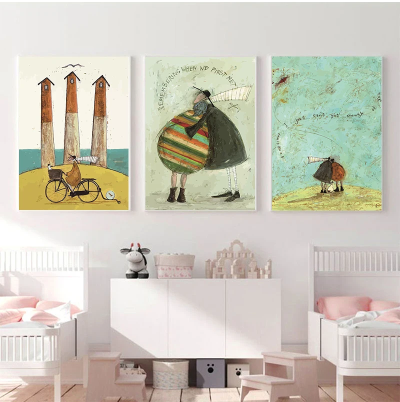 Posters and Prints Pictures Living Room Home Decor Vintage Nordic Abstract Landscape Love Dogs Pet Canvas Wall Art Paintings