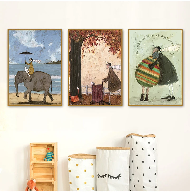 Posters and Prints Pictures Living Room Home Decor Vintage Nordic Abstract Landscape Love Dogs Pet Canvas Wall Art Paintings