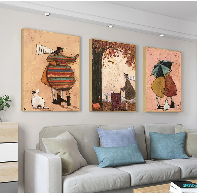 Posters and Prints Pictures Living Room Home Decor Vintage Nordic Abstract Landscape Love Dogs Pet Canvas Wall Art Paintings