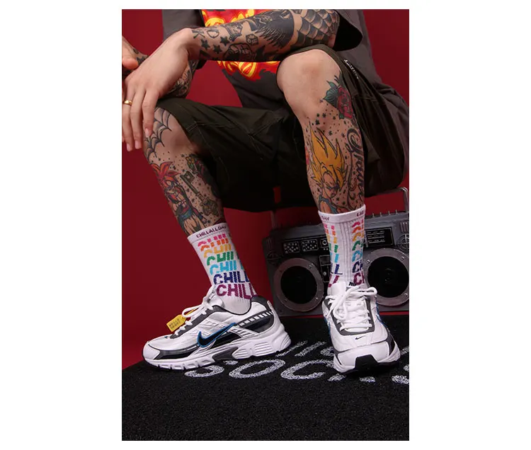 3 Pairs STAY COOL CHILL Letters Hip Hop Harajuku Pink Men's Socks Skateboard Orange Cotton Colorful Letter Long Women Sock