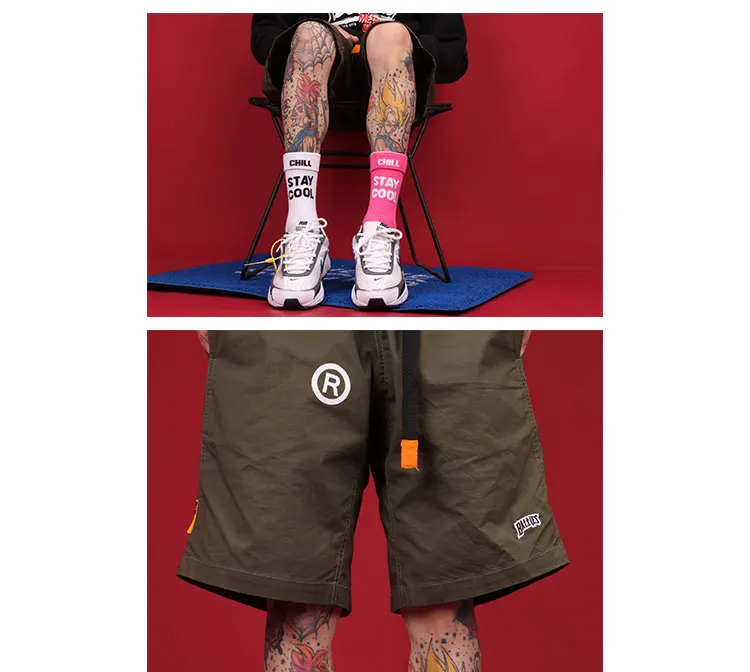 3 Pairs STAY COOL CHILL Letters Hip Hop Harajuku Pink Men's Socks Skateboard Orange Cotton Colorful Letter Long Women Sock
