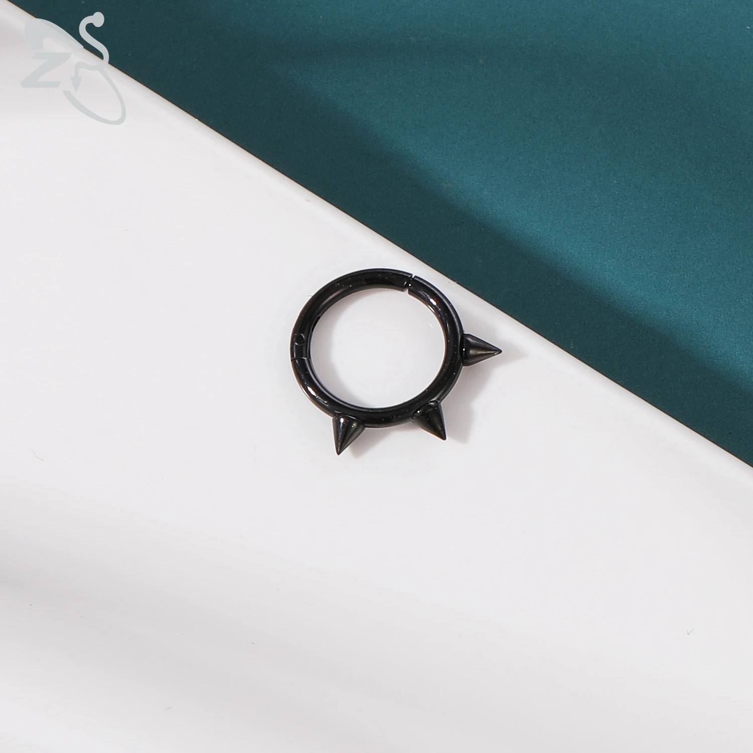 ZS 1 Piece Black Color 316L Stainless Steel Nose Ring For Women Men 8MM Punk Moon Spike Ear Helix Septum Tragus Piercing Jewelry
