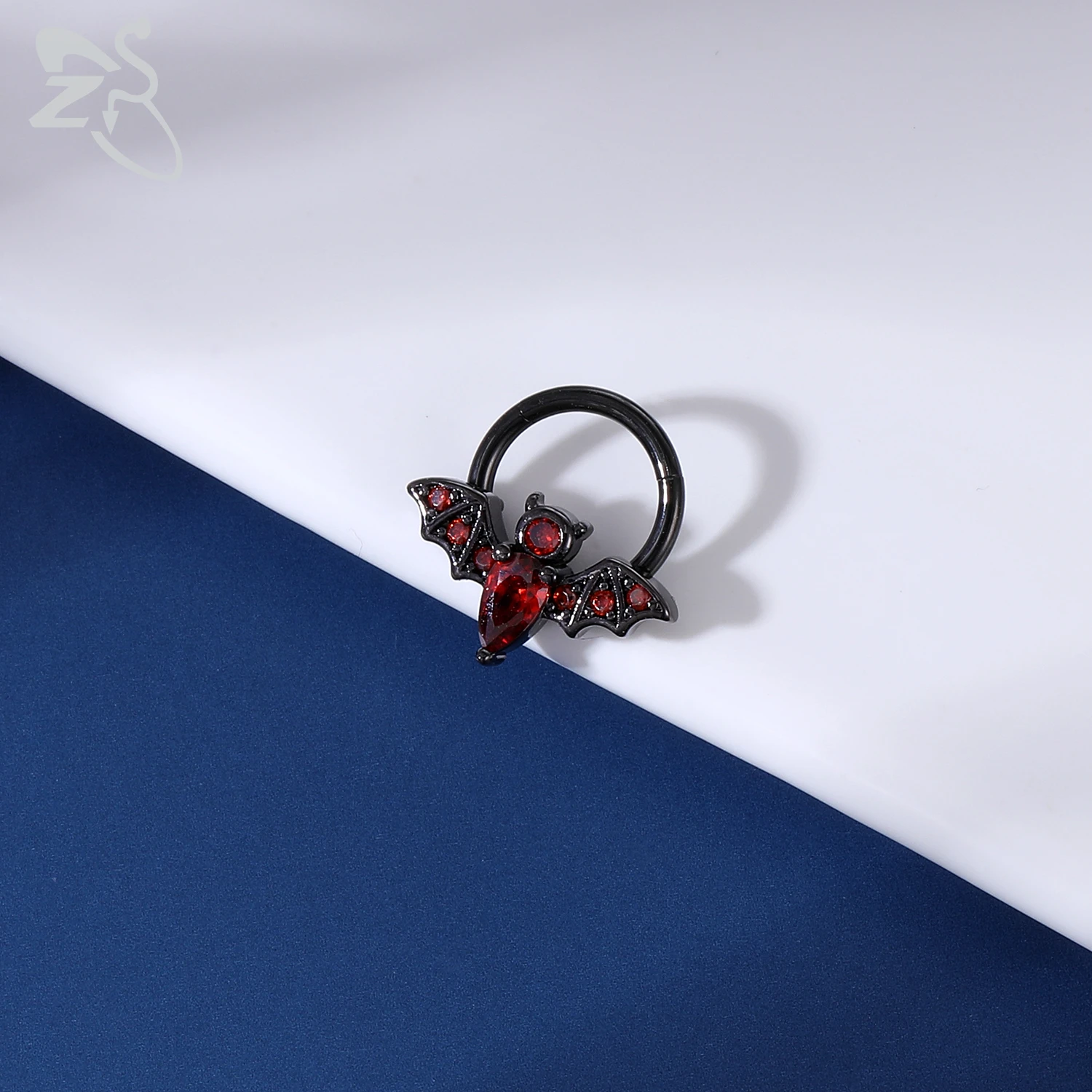 ZS 1 Piece Black Color 316L Stainless Steel Nose Ring For Women Men 8MM Punk Moon Spike Ear Helix Septum Tragus Piercing Jewelry