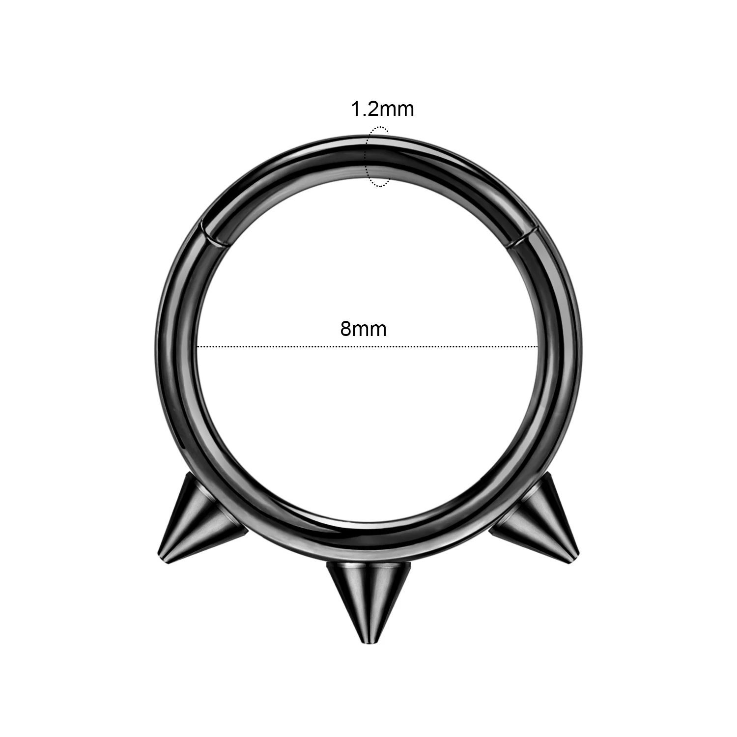 ZS 1 Piece Black Color 316L Stainless Steel Nose Ring For Women Men 8MM Punk Moon Spike Ear Helix Septum Tragus Piercing Jewelry