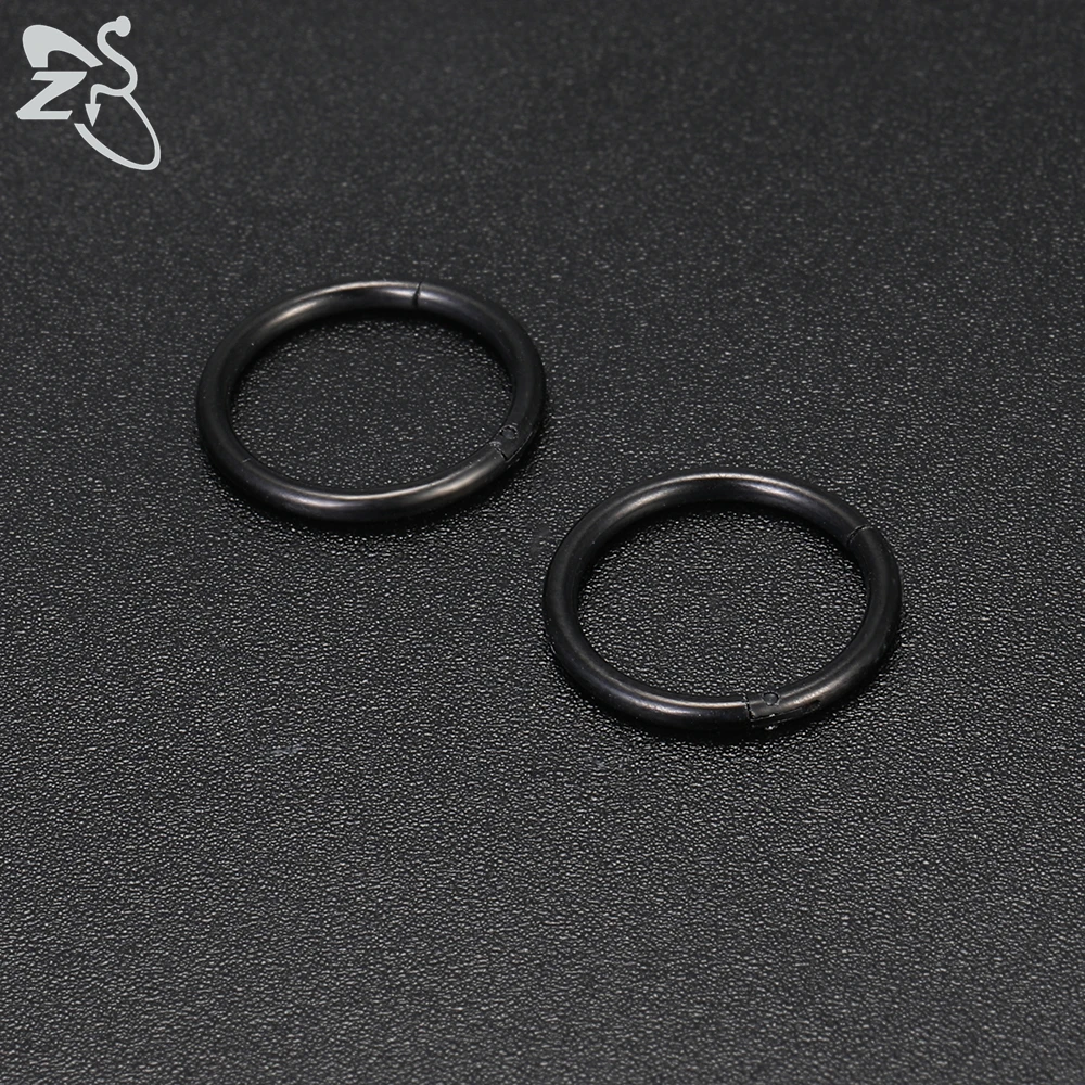 ZS 1 Piece Black Color 316L Stainless Steel Nose Ring For Women Men 8MM Punk Moon Spike Ear Helix Septum Tragus Piercing Jewelry