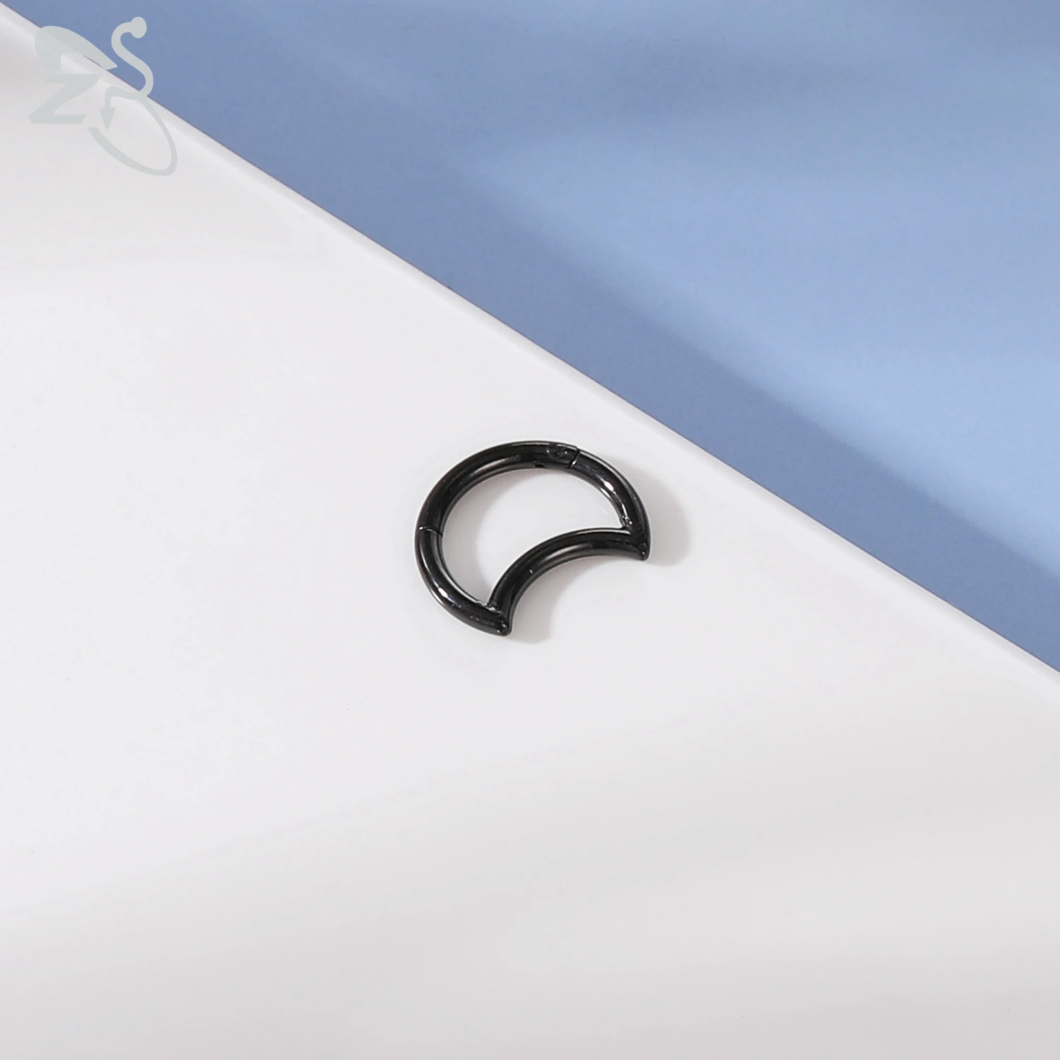 ZS 1 Piece Black Color 316L Stainless Steel Nose Ring For Women Men 8MM Punk Moon Spike Ear Helix Septum Tragus Piercing Jewelry