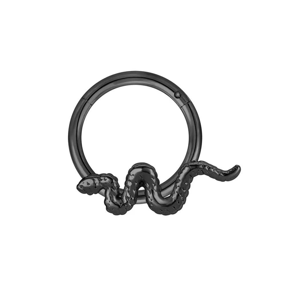 ZS 1 Piece Black Color 316L Stainless Steel Nose Ring For Women Men 8MM Punk Moon Spike Ear Helix Septum Tragus Piercing Jewelry
