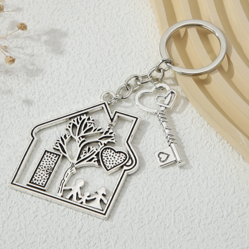 Family Keychain Dad Mom Child Love House Key Ring Kinship Key Chains For Women Men Handbag Accessorie Handmade Jewelry Gifts