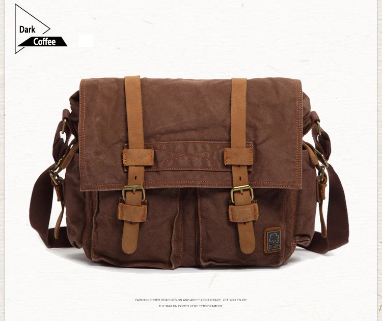2025 Fashion Vintage Leather Canvas Women's Men's Messenger Bag Cotton Canvas Crossbody Bag Men Shoulder Bag Sling Casual Bag