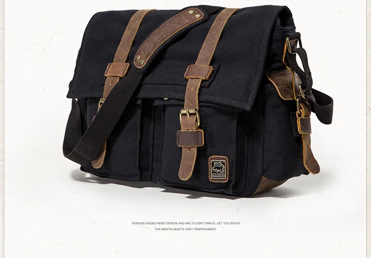 2025 Fashion Vintage Leather Canvas Women's Men's Messenger Bag Cotton Canvas Crossbody Bag Men Shoulder Bag Sling Casual Bag