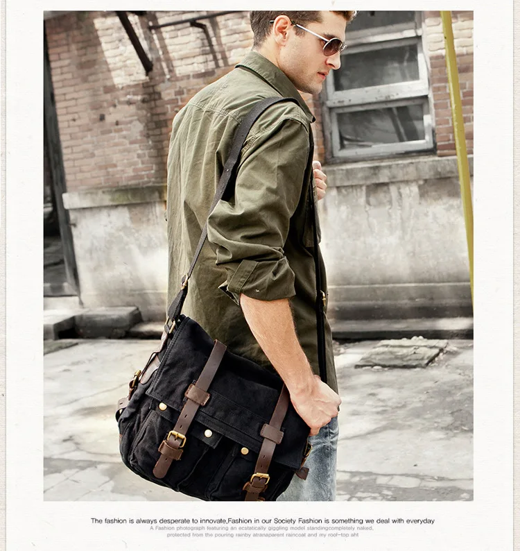 2025 Fashion Vintage Leather Canvas Women's Men's Messenger Bag Cotton Canvas Crossbody Bag Men Shoulder Bag Sling Casual Bag