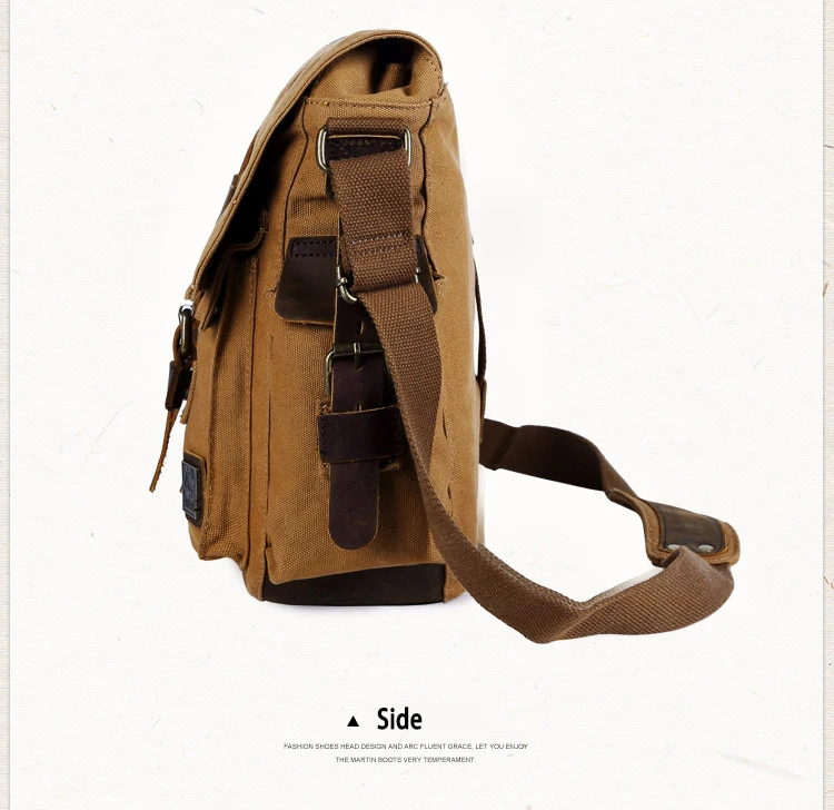 2025 Fashion Vintage Leather Canvas Women's Men's Messenger Bag Cotton Canvas Crossbody Bag Men Shoulder Bag Sling Casual Bag