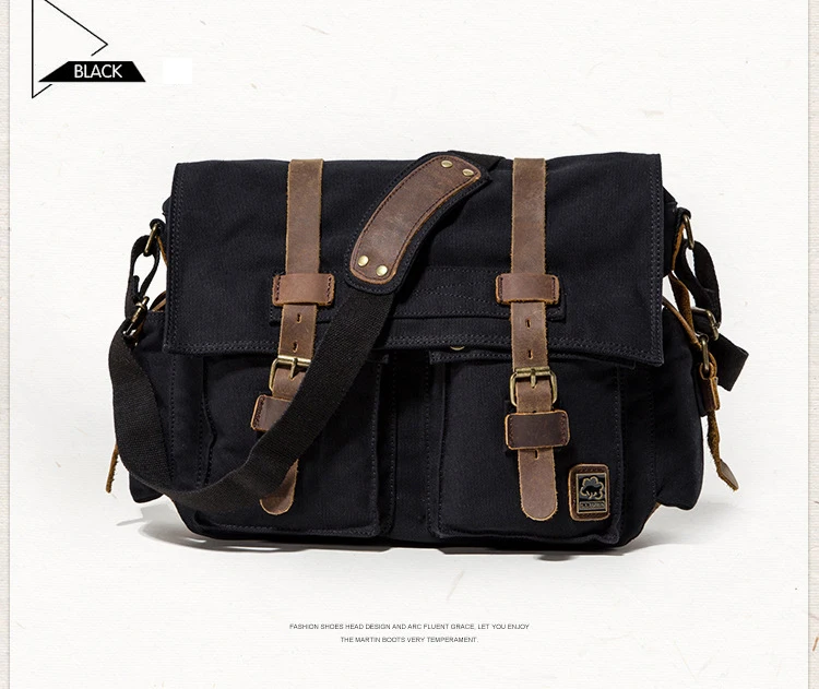 2025 Fashion Vintage Leather Canvas Women's Men's Messenger Bag Cotton Canvas Crossbody Bag Men Shoulder Bag Sling Casual Bag