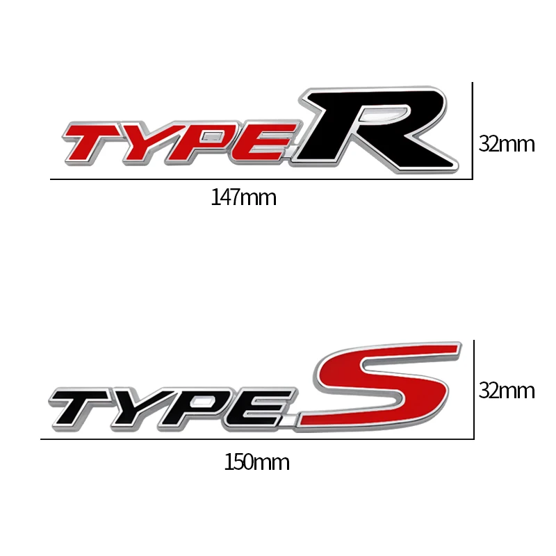 Car Accessories Metal Type S Emblem Rear Trunk Body Typer Badge Sticker For Honda Acura Accord Civic Spirior Odyssey Mugen