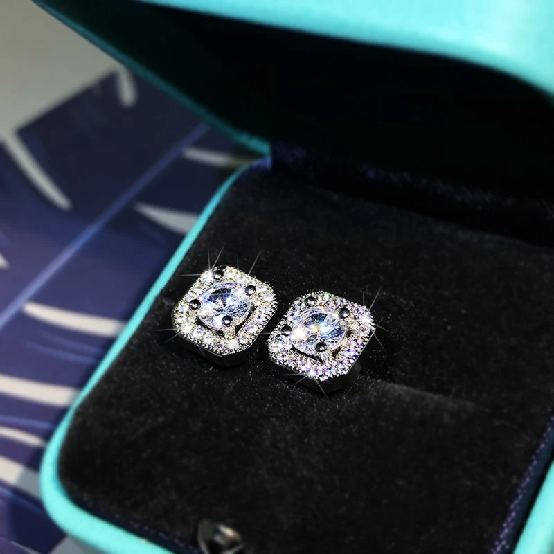 Luxury High Quality White Zircon Earrings 925 Sterling Silver Fashion Jewelry Ladies Party Birthday Suitable For Girlfriend