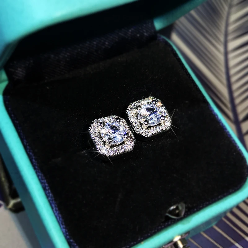 Luxury High Quality White Zircon Earrings 925 Sterling Silver Fashion Jewelry Ladies Party Birthday Suitable For Girlfriend