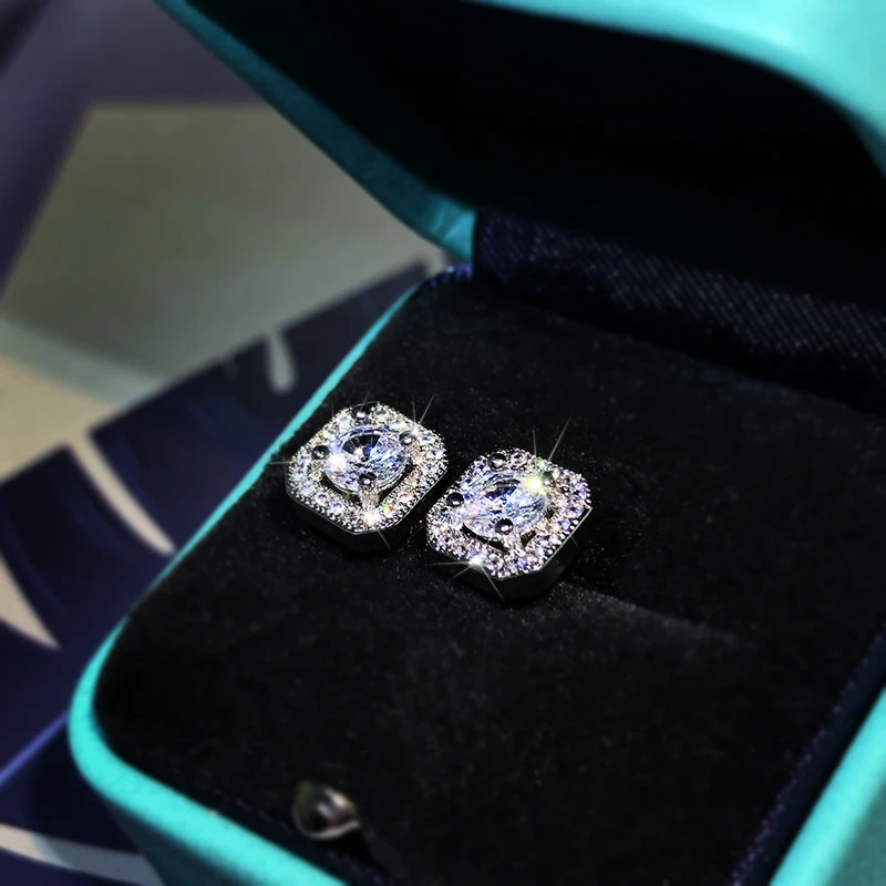Luxury High Quality White Zircon Earrings 925 Sterling Silver Fashion Jewelry Ladies Party Birthday Suitable For Girlfriend