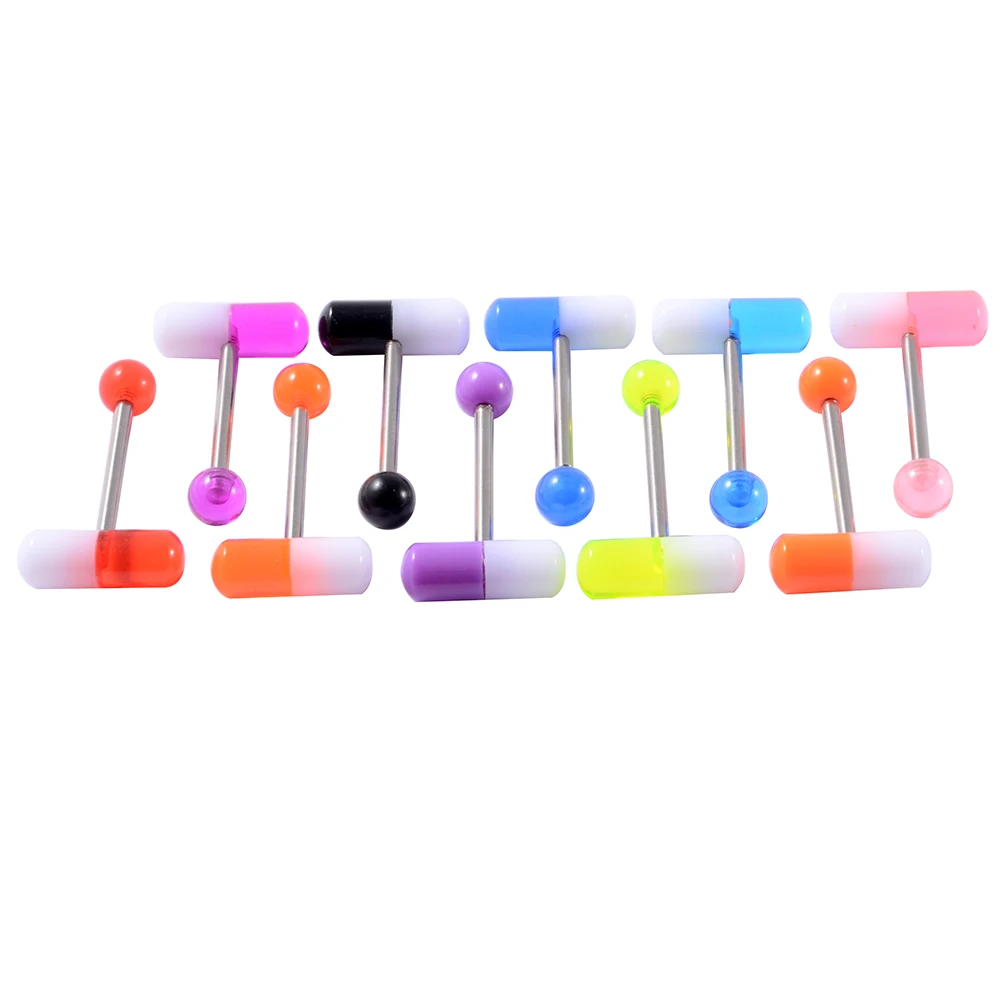 8/10/14pcs Acrylic Colorful Mixed Style Nose Ring Tongue Lip Eyebrow Ring Ear Studs Tragus Helix Lobe Ball Piercing Body Jewelry