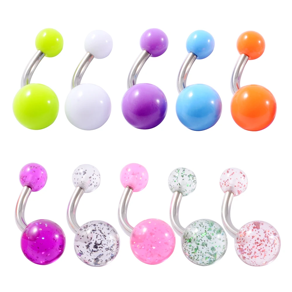 8/10/14pcs Acrylic Colorful Mixed Style Nose Ring Tongue Lip Eyebrow Ring Ear Studs Tragus Helix Lobe Ball Piercing Body Jewelry