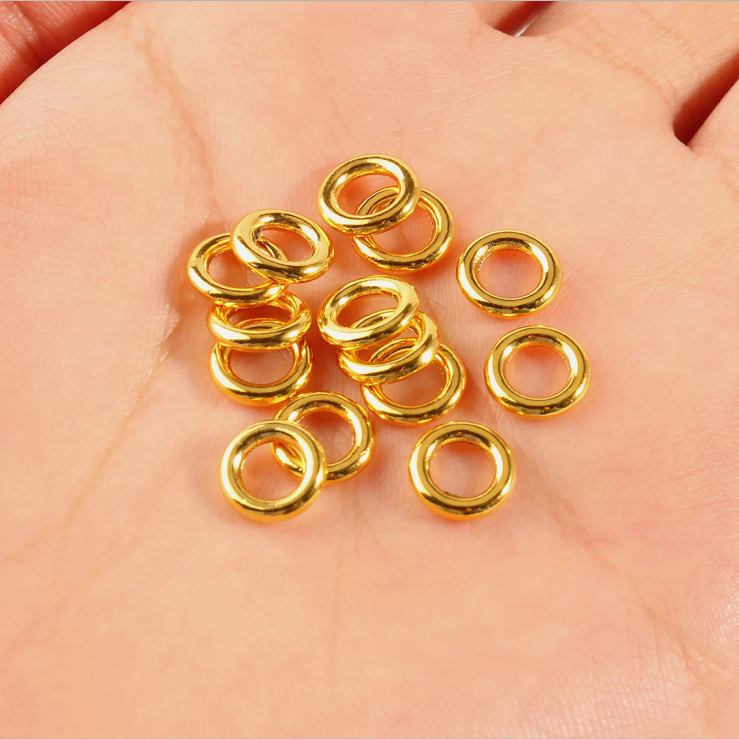 50pcs 8x2mm Gold/Silver Color Alloy Closed Jump Rings Metal Circle Hoops Connectors For Jewelry Making DIY Accessories Supplies