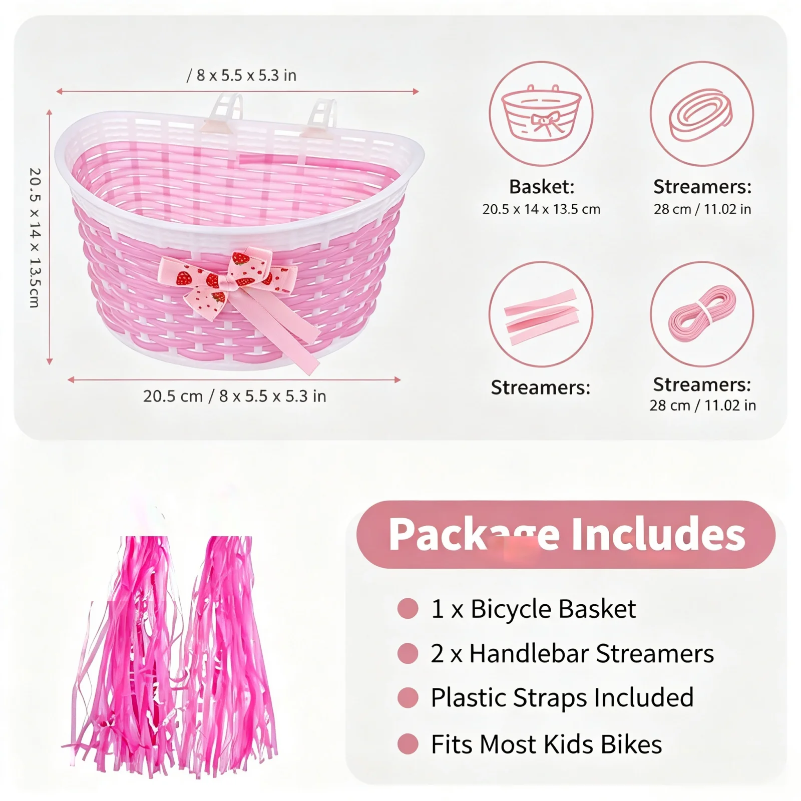 Hand Woven Cute Kids Bike Basket Universal Detachable Front Bicycle Storage Basket For Children Bike Scooter Cycling Accessory