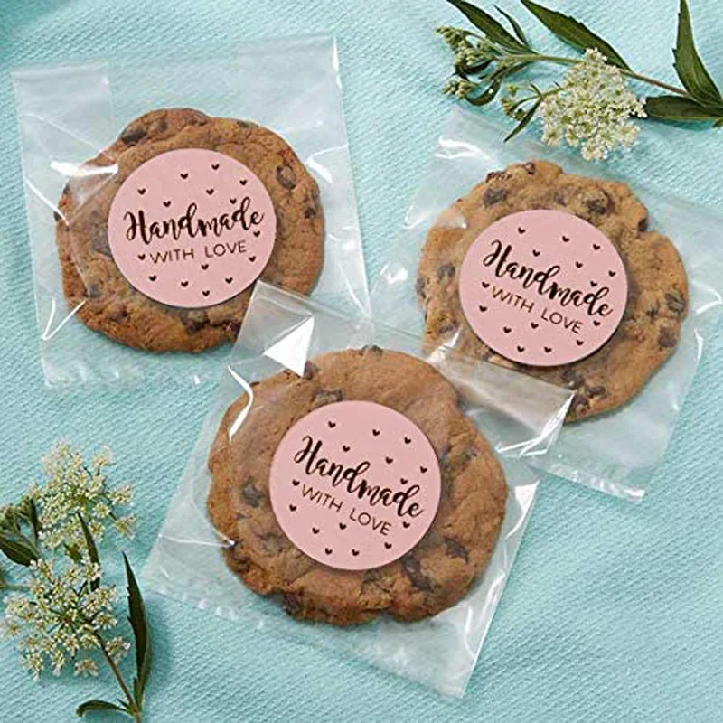 50-500pcs Round Pink Business Label Stickers Paper Cute Thank You Stickers For Baking Packaging Seal Labels Stationery Stickers