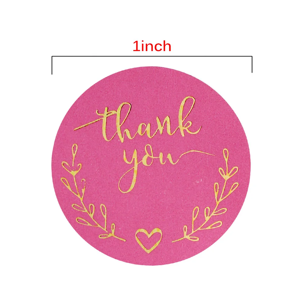 50-500pcs Round Pink Business Label Stickers Paper Cute Thank You Stickers For Baking Packaging Seal Labels Stationery Stickers