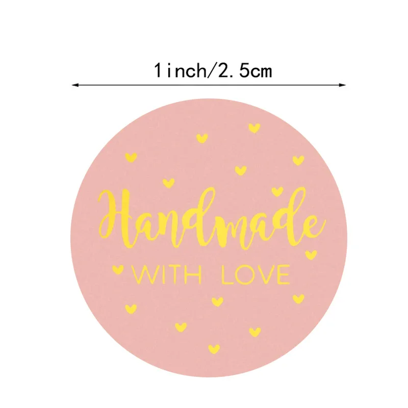 50-500pcs Round Pink Business Label Stickers Paper Cute Thank You Stickers For Baking Packaging Seal Labels Stationery Stickers