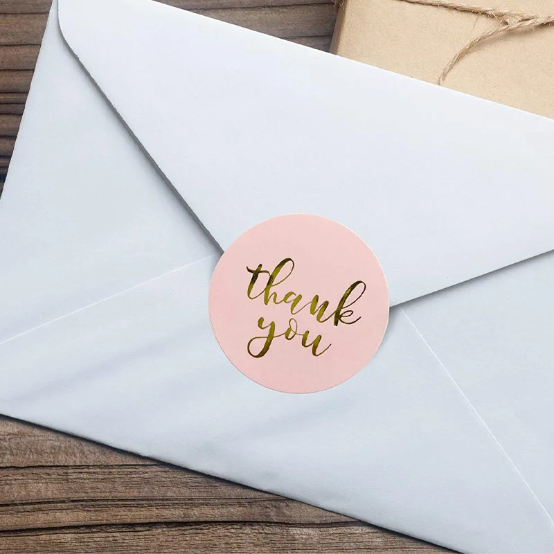50-500pcs Round Pink Business Label Stickers Paper Cute Thank You Stickers For Baking Packaging Seal Labels Stationery Stickers