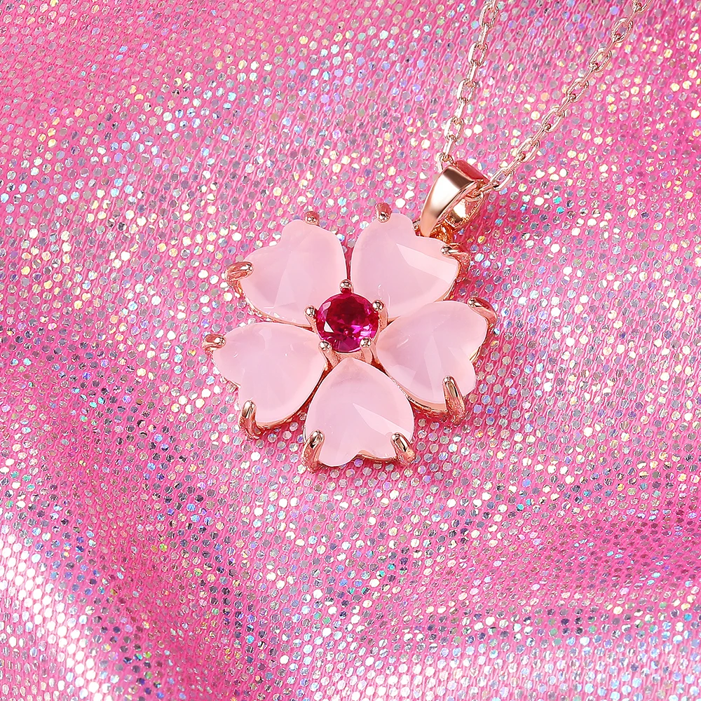 Huitan Fancy Flower Necklace Women Temperament Sweet Chain Neck Female Party Accessories Anniversary Love Gift Fashion Jewelry