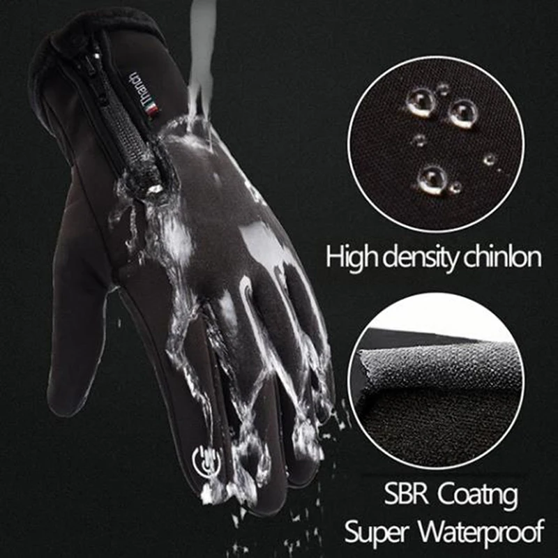 Outdoor Winter Gloves Waterproof Motorcycle Thermal Fleece Lined Resistant Touch Screen Non-slip Riding Gloves For Men Women