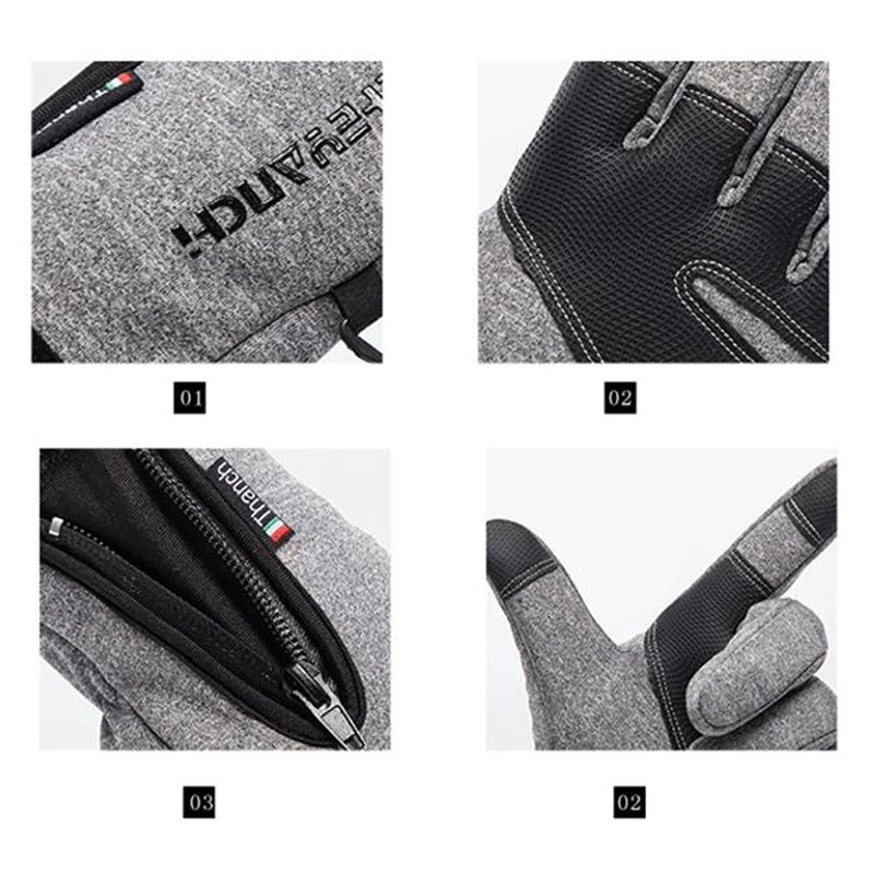 Outdoor Winter Gloves Waterproof Motorcycle Thermal Fleece Lined Resistant Touch Screen Non-slip Riding Gloves For Men Women