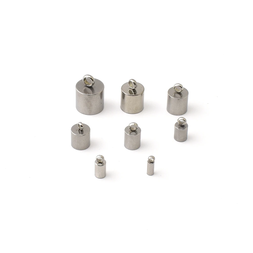 5-10Pcs/Lot 2-10mm Stainless Steel Tassel Caps Leather Cord Bracelet End Tips Crimp Caps For Jewelry Making Supplies Accessories