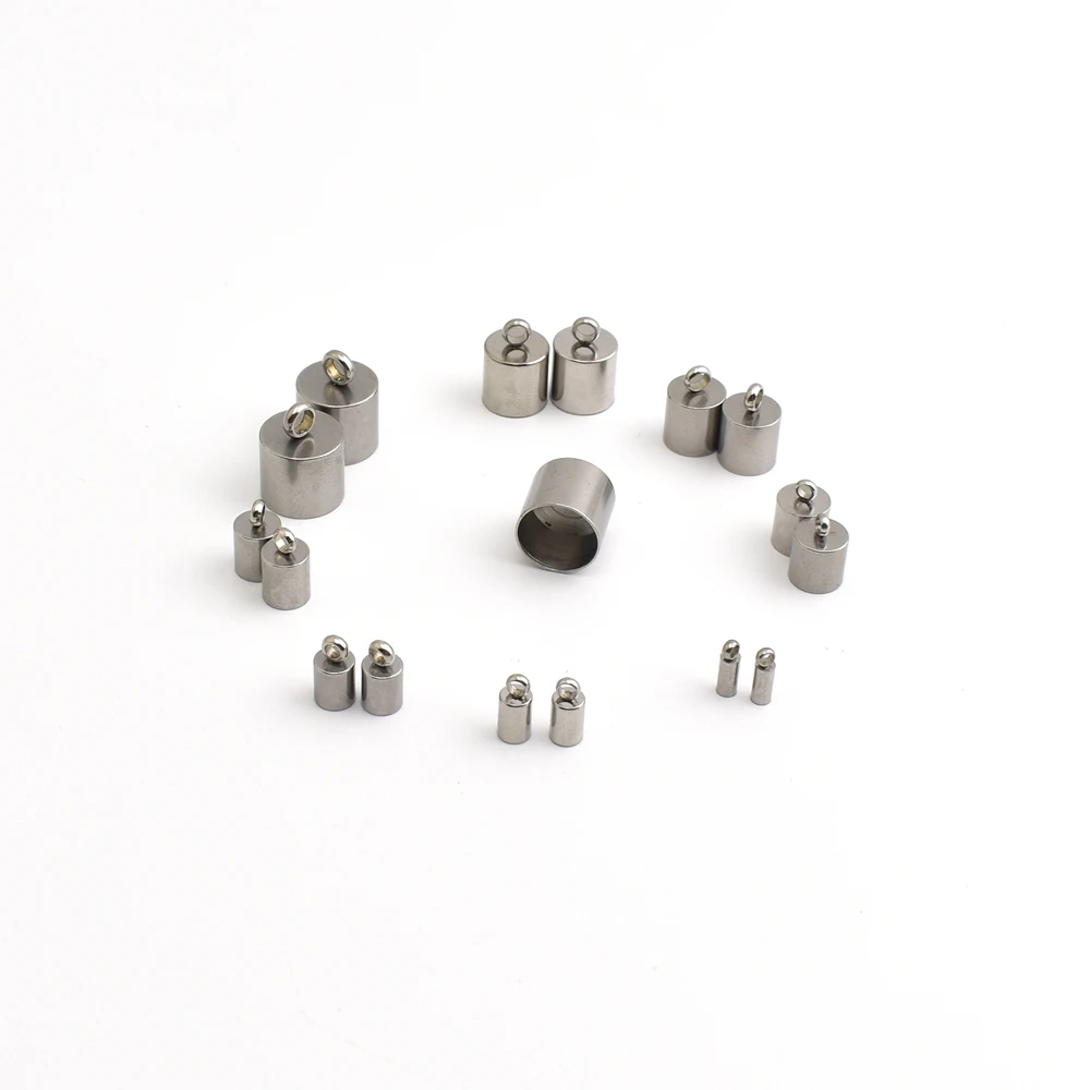 5-10Pcs/Lot 2-10mm Stainless Steel Tassel Caps Leather Cord Bracelet End Tips Crimp Caps For Jewelry Making Supplies Accessories