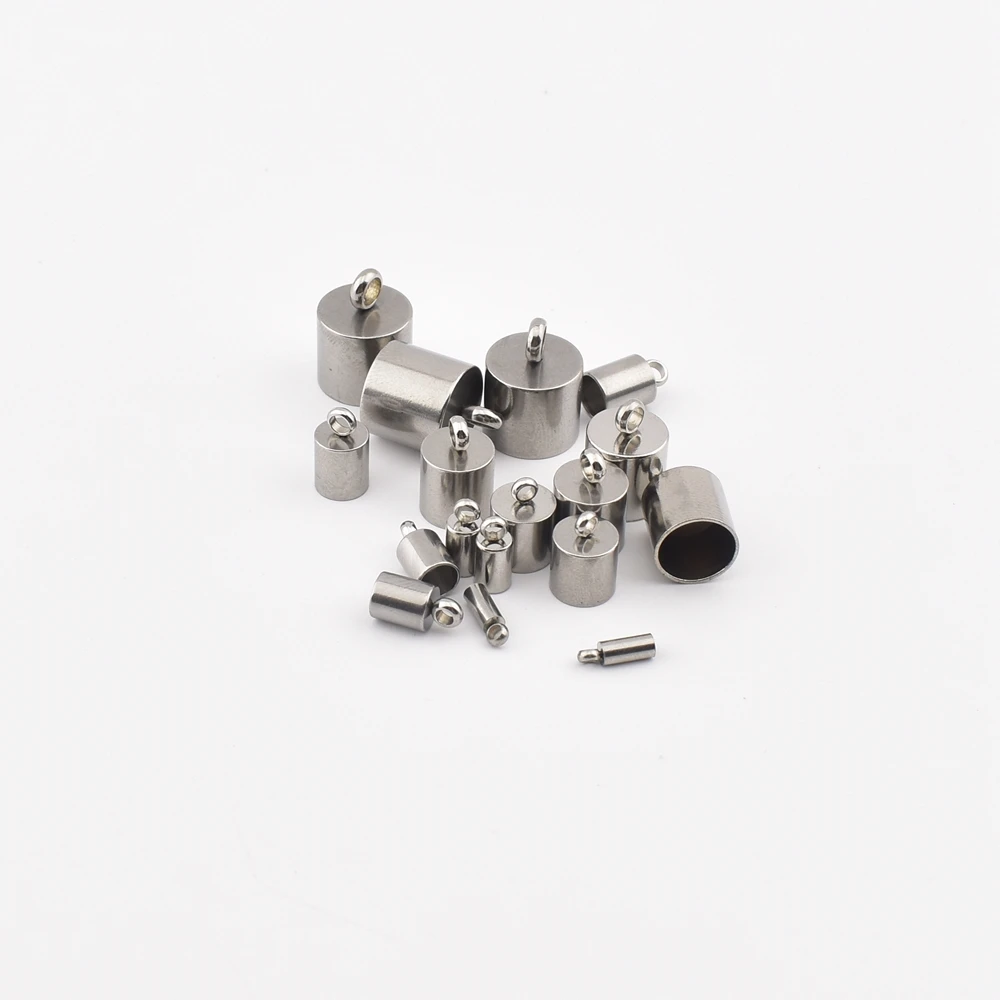 5-10Pcs/Lot 2-10mm Stainless Steel Tassel Caps Leather Cord Bracelet End Tips Crimp Caps For Jewelry Making Supplies Accessories