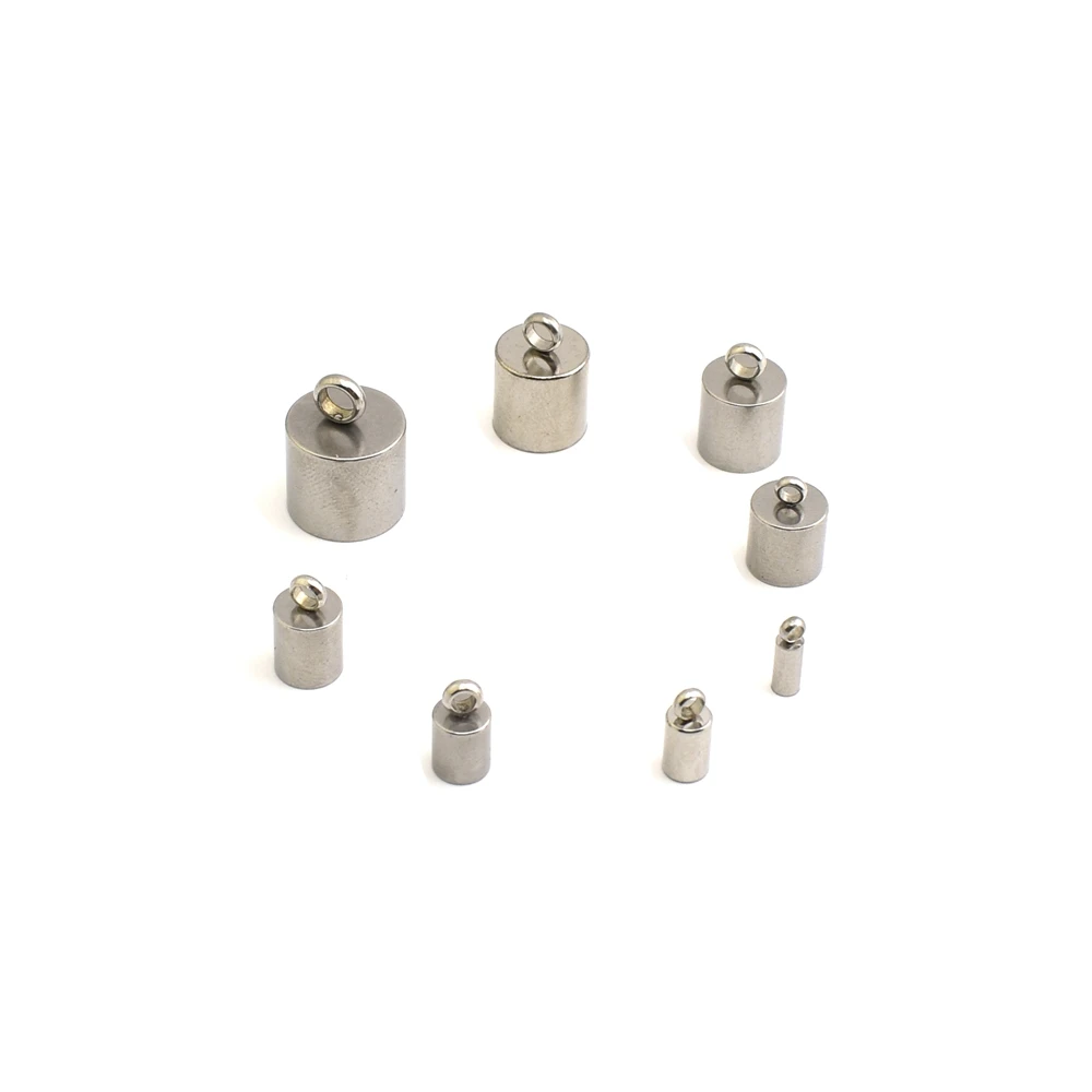 5-10Pcs/Lot 2-10mm Stainless Steel Tassel Caps Leather Cord Bracelet End Tips Crimp Caps For Jewelry Making Supplies Accessories
