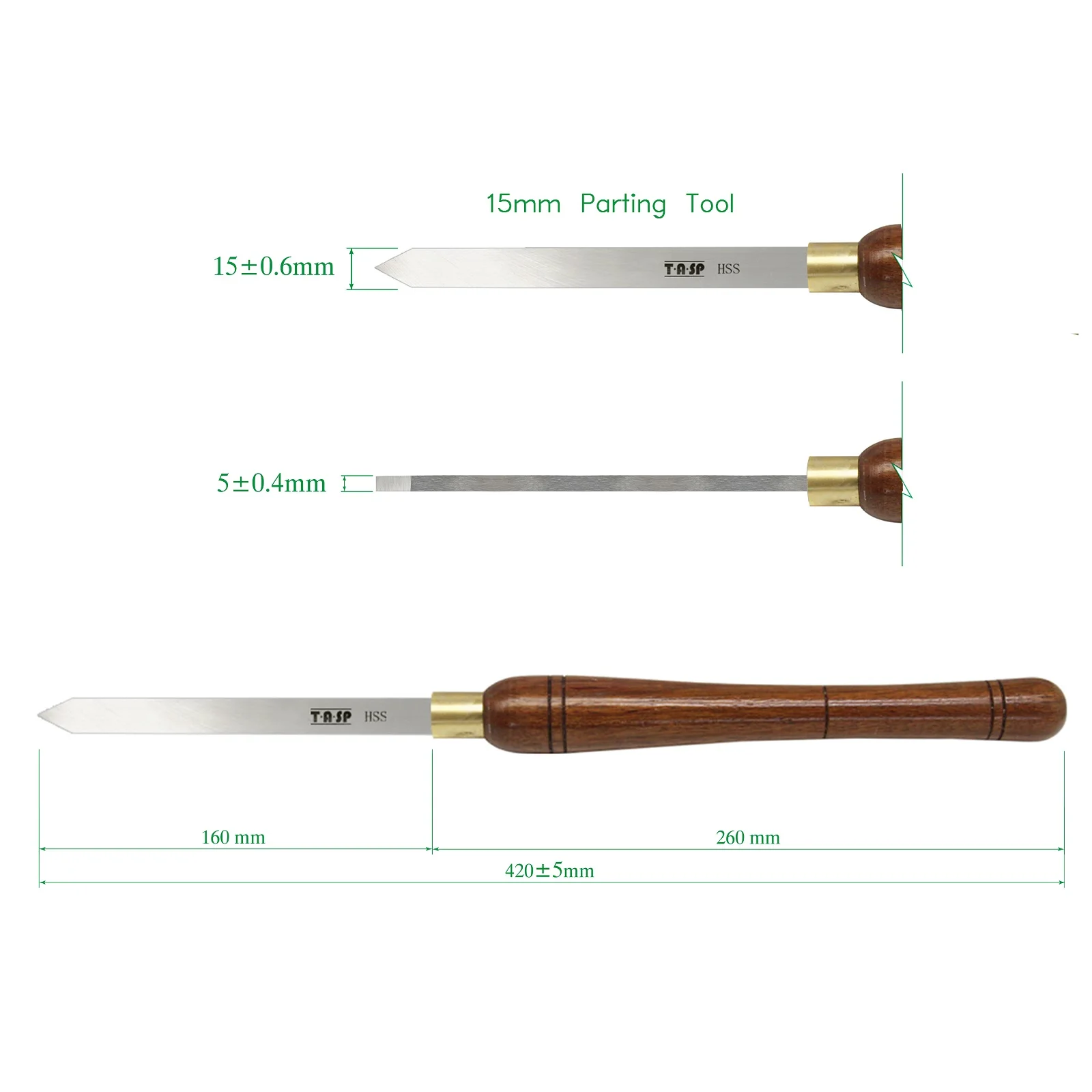 TASP HSS Wood Lathe Parting Tool Wood Turning Chisels Woodturning Tools with Walnut Handle, Standard & Diamond Blade Shape