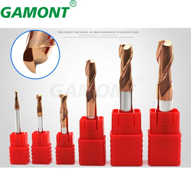 GAMONT HRC55 2-Flute Tungsten Steel Carbide Nano Coating Flat Milling Cutter CNC Machinery Maching Special Endmill Tools