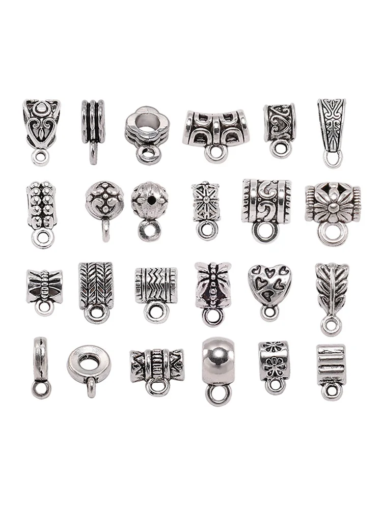 20pcs Antique Necklace Connector Bail Beads Clip Bail Beads Pendant Clasp For DIY Jewelry Making Findings Accessories Supplies