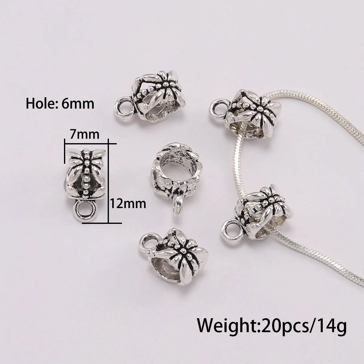 20pcs Antique Necklace Connector Bail Beads Clip Bail Beads Pendant Clasp For DIY Jewelry Making Findings Accessories Supplies
