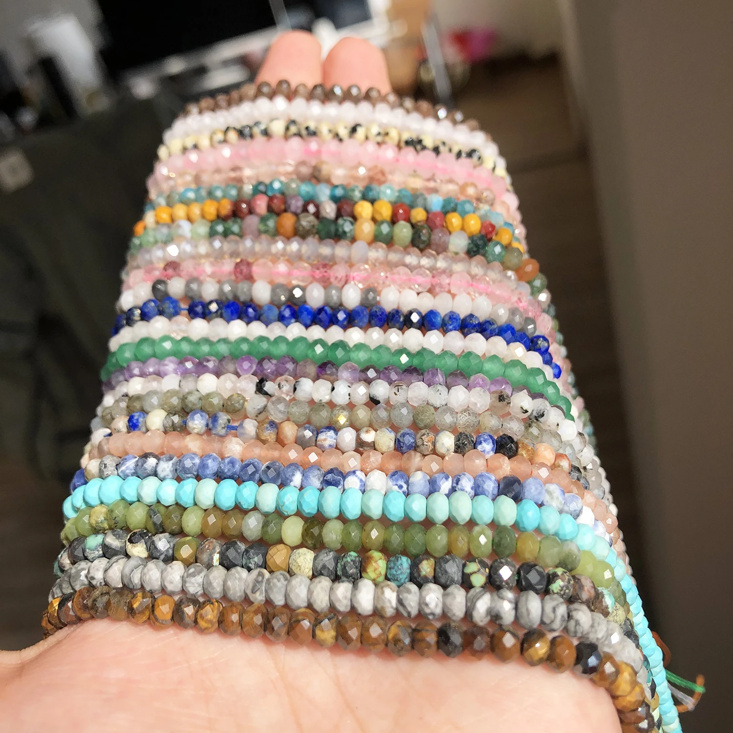 4x3mm Faceted Natural African Labradorite Stone Beads Small Round Loose Rondelle Beads for Jewelry Making DIY Bracelet Earrings