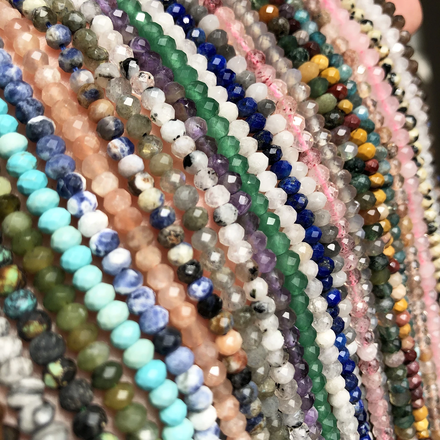 4x3mm Faceted Natural African Labradorite Stone Beads Small Round Loose Rondelle Beads for Jewelry Making DIY Bracelet Earrings