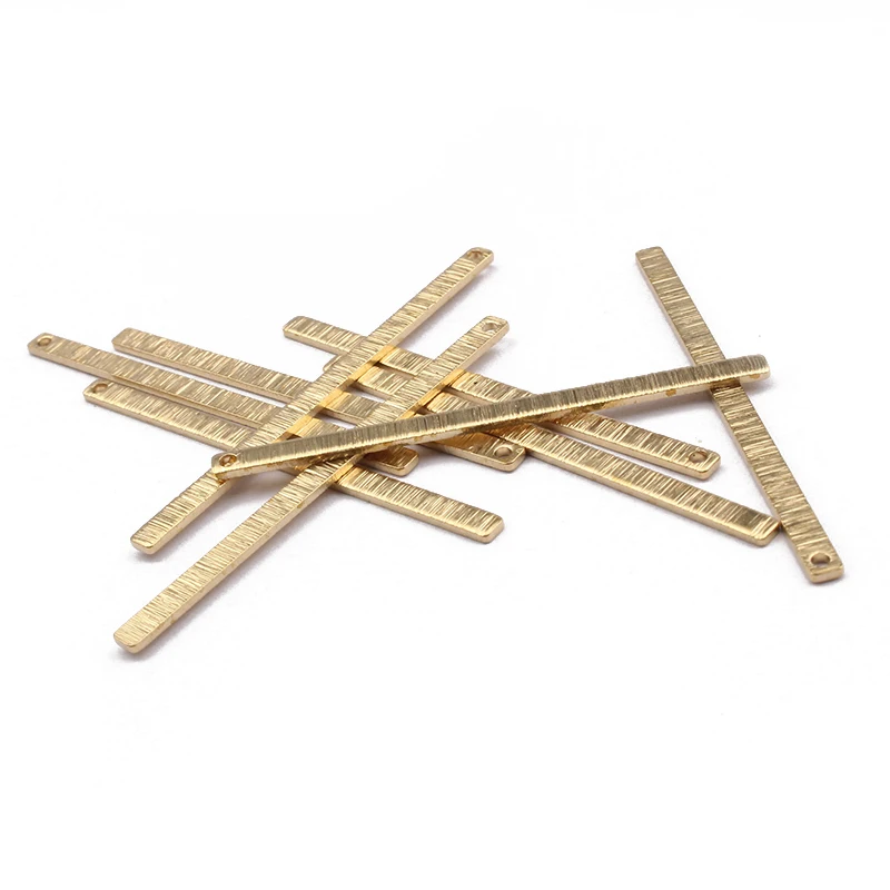 20pcs Textured Brass Jewelry 46.5x2.5mm Long Strip Bar Charms Stick Pendant DIY Earrings Jewelry Making Supplies