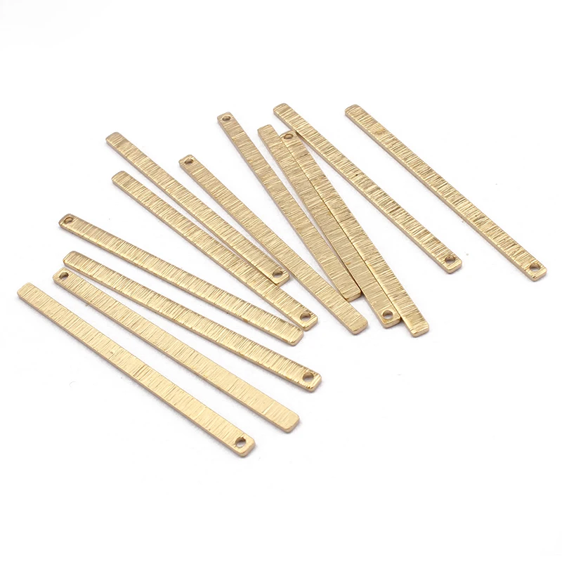 20pcs Textured Brass Jewelry 46.5x2.5mm Long Strip Bar Charms Stick Pendant DIY Earrings Jewelry Making Supplies