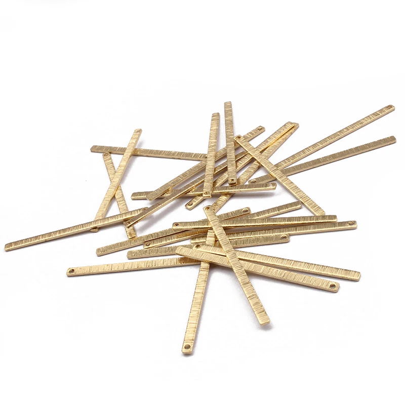 20pcs Textured Brass Jewelry 46.5x2.5mm Long Strip Bar Charms Stick Pendant DIY Earrings Jewelry Making Supplies